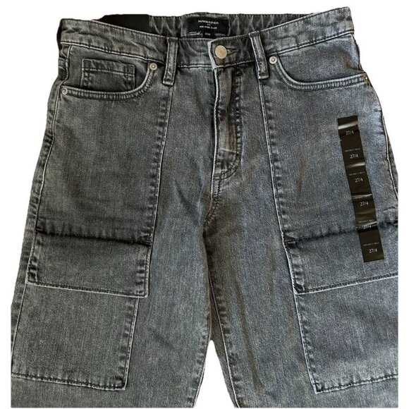 NEW Banana Republic Mid-Rise Cargo Jeans Women's Size 27/4 Grey Wash Wide Leg - Picture 4 of 8